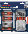 38-piece Bosch impact tough screwdriving set with tilt case, custom storage, long lasting bits for high torque jobs