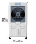 Portable Evaporative Air Cooler With Three Speed Settings And Ultra Quiet Motor For Home Office Or Garage Use, 154cm tall white tower fan.