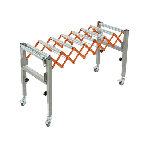 Sturdy Adjustable Conveyor Roller Stand For Table Saw, Heavy Duty Steel Outfeed Support With 110 Lbs Weight Capacity, Anti Rust Design.