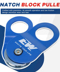 Beefed Up Off Road Recovery Kit With 3 Inch By 8 Foot Tree Saver Strap, 3/4 Inch D Ring Shackles, 10 Ton Snatch Block Pulley, And Storage Bag For Truck SUV ATV 4x4 blue snatch block pulley