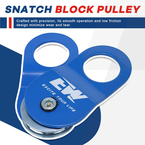 Beefed Up Off Road Recovery Kit With 3 Inch By 8 Foot Tree Saver Strap, 3/4 Inch D Ring Shackles, 10 Ton Snatch Block Pulley, And Storage Bag For Truck SUV ATV 4x4 blue snatch block pulley