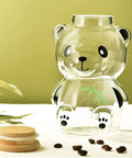 Airtight Glass Coffee Bean Jar With Fun Panda Lid Keeps Whole Beans And Grounds Locked In Heat Resistant Transparent Tea Sugar Canister Top Shelf Fresh Storage For Coffee Crew, featuring a cute panda design.