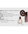 Absolutely Sick Industrial Wall Lamp With Vintage Pulley Handle Crafted From Heavy Wrought Iron Ideal For Barn Lofts And Man Caves With Super Cool Diffused Lighting, showing dimensions and golden brown finish.