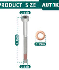 Lower Fuel Injector Nozzle Seal Copper And Bolt Washer Kit components, bolt 3.36in x 0.43in and copper washer 0.59in