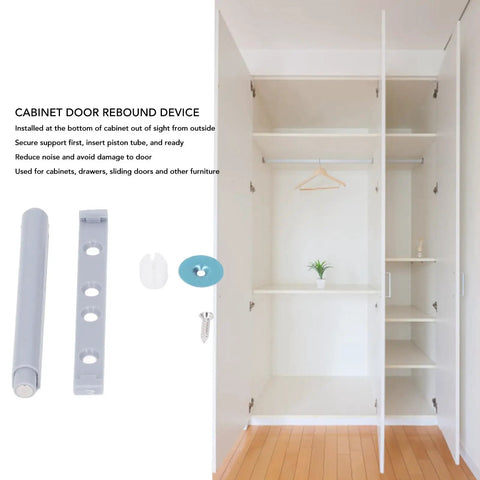 Push Open Cabinet Door Rebound Device ABS 20 Pieces beside open wardrobe highlighting setup use in sliding hardware.