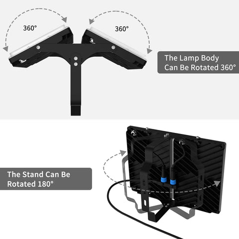 Crazy Bright 400W LED Flood Light With 40000LM, IP66 Waterproof Outdoor Security Lighting, rotation angle demonstration