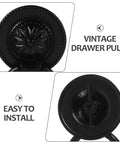 Close-up of Vintage Style Drawer Pulls Set Of 4 Retro Flower Cabinet Handles 36mm Black Antique Dresser Hardware with chrysanthemum pattern