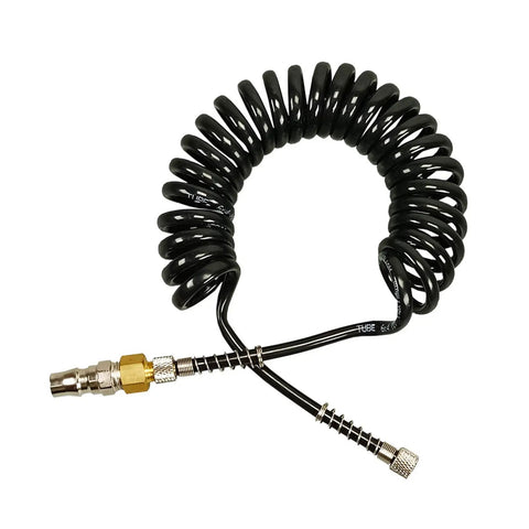 Heavy Duty Air Compressor Hose With 1 4 Inch Quick Release Couplers No Kink Nonsense Tubing coiled design with metal couplers