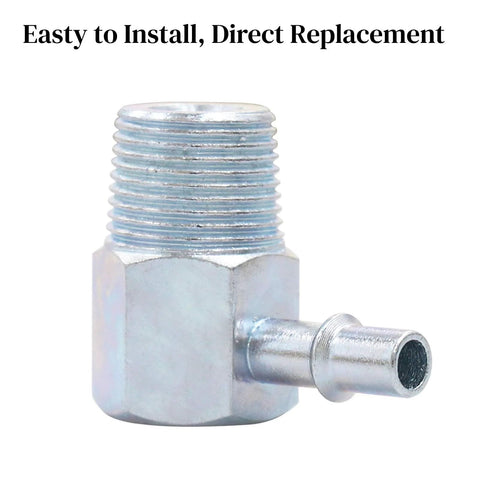 Aluminum 90° vacuum fitting, 3/8 in NPT to 1/4 in nipple for automotive intake manifolds