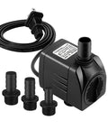 Submersible Pump 400GPH Ultra Quiet With Overheating Protection, 6.5ft Lift; pump with accessories and power cord for fountains and ponds