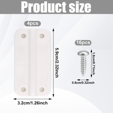 Image showing dimensions of Four Pack Plastic Cooler Hinges For Igloo 50 To 165 Quart Coolers With Sixteen Screws Replacement Parts.