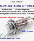Built Tough M12 Inductive Proximity Sensor Switch No IP67 Waterproof For Tough Environments, 200°C High Temperature, Metal Probe