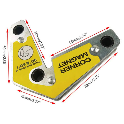 Heavy Duty Multi Angle Welding Fixer Holds 60, 90, 120 Degree Ferrite Magnets Securely, corner magnet tool for precise alignment.