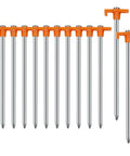 Heavy Duty Tent Stakes 12 Pack 7 Point 1 Inch Non Rust Metal Ground Stakes With Storage Bag For Camping Hiking Garden Orange Weather