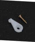 Single white clip and screw from 20 Pack Glass Holder Clips For Cabinet Doors And Mirrors With Quick Fix Screws And Rock Solid Clamp Hinges