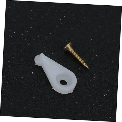 Single white clip and screw from 20 Pack Glass Holder Clips For Cabinet Doors And Mirrors With Quick Fix Screws And Rock Solid Clamp Hinges