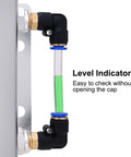 Heck Yes Solid Upgrade Aluminum Radiator Coolant Overflow Tank With Universal Recovery Reservoir showing level indicator and hose.