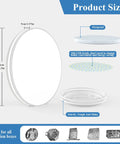 LED Flush Mount Ceiling Light 10.3 Inch 20W 5000K Daylight IP44 Waterproof Ceiling Fixture diagram with dimensions and features