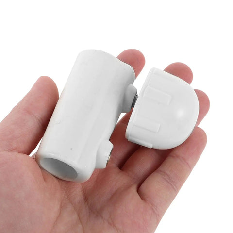 Reusable Infusion Stand Connector Pole Adjuster Buckle 22mm to 19mm Expansion Clip Durable Plastic and Stainless Steel Hygienic Effortless Compatibility for Hospital Infusion Stands, white