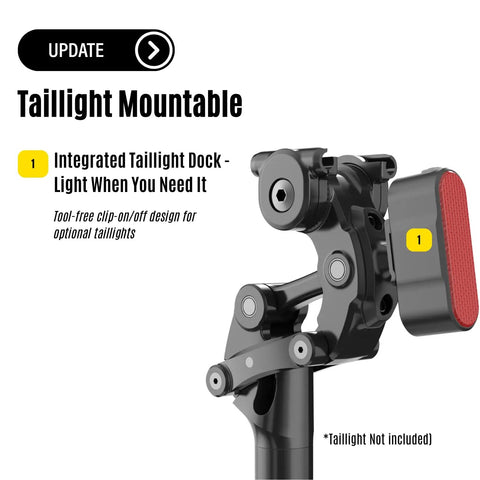 Suspension Seatpost For E Bikes And Heavy Riders Upgraded SP19 With Shock Absorption showing taillight mount option.