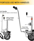 Super Heavy Duty Electric Trailer Mover With Massive 350W Motor And Fat Wheels For Easy Hitching, showing handles and lifting poker for convenience.