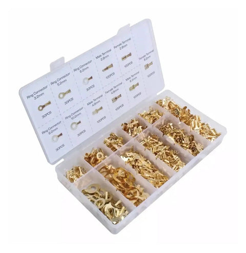 Grab A Solid Assorted Kit Of 750 Insulated Male And Female Wire Connectors Featuring 2 Point 8 Millimeter 4 Point 8 Millimeter And 6 Point 3 Millimeter Crimp Spade Terminals Perfect For Any Electrical Job Or Auto Repair Gig Needing Reliable Quick. Assorted ring connector kit in plastic organizer, gold plated terminals