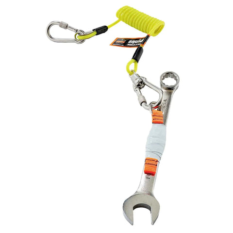 Squids 3180 Tool Tethering Kit For 2lb Tools ANSI ISEA 121-2018 Compliant Ultra Strength Nylon Coiled Lanyard System With Wrench