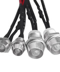 Close-up of 4 LEDs from All Purpose RC Car Light Kit With 4 LEDs White Headlights And Red Tail Lights For Traxxas Slash And Most RC Cars Trucks Tanks Crawlers Easy Install 3V To 7V Powered By Receiver Fits Axial SCX10 Losi Tamiya HSP HPI RC4WD And More