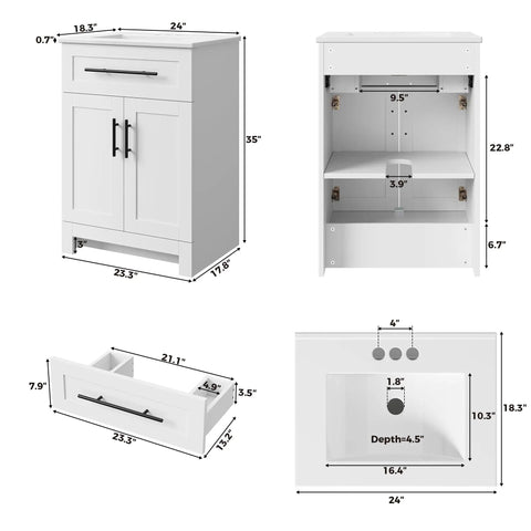 Kick Your Routine Up A Notch With This Slick 24 Inch Bathroom Vanity Featuring An Integrated Sink Sleek U Drawer Double Doors And Durable FSC Certified Wood