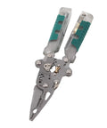 20 In One Folding Wire Stripper Pliers Multifunctional Electrical Tool With Voltage Tester And Dual Alarm For Crimping Cutting Stripping And Automotive Repair Easy Home Use, showing grey pliers with green handles.