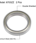6703ZZ Deep Groove Ball Bearings 17mm Bore 23mm OD 4mm Width Double Shielded chrome steel bearing from a side view.