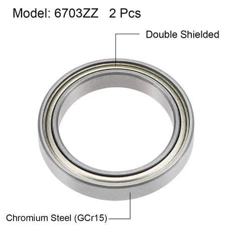 6703ZZ Deep Groove Ball Bearings 17mm Bore 23mm OD 4mm Width Double Shielded chrome steel bearing from a side view.
