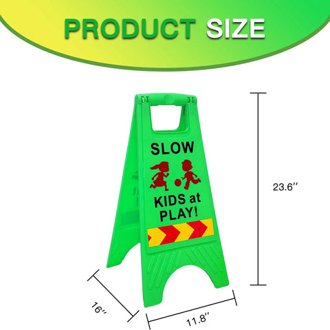 Slow Kids At Play Safety Sign 2 Pack Double Sided Text And Graphics Reflective Tape For Street Neighborhoods Schools Parks