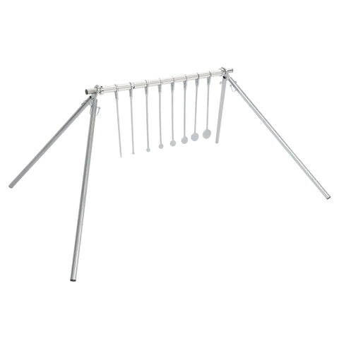 Spinning Rimfire Targets For.22 Caliber Pistols And Rifles, zinc-coated steel setup for plinking and practice, side view.