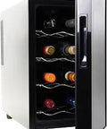 Side view of 8 Bottle Freestanding Wine Fridge With Glass Door And Digital Temperature Control Keeps White Red And Sparkling Wines Fresh