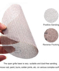 Cool 20 Piece Assortment Of 5 Inch Mesh Hook Loop Sanding Discs With 80 To 600 Grit For Smooth Finish And Dust-Free Prepping On Wood And Metal displayed with open grille base for dust-free sanding.