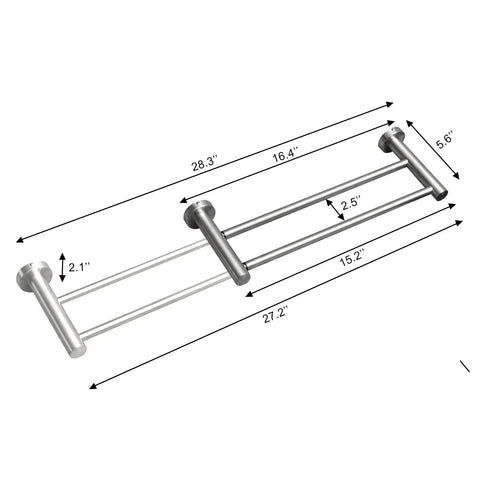 Adjustable Wall Mount Towel Rack Set 15 To 27 Inches Two Pack Stainless Steel SUS304 Brushed Nickel Finish for bathroom