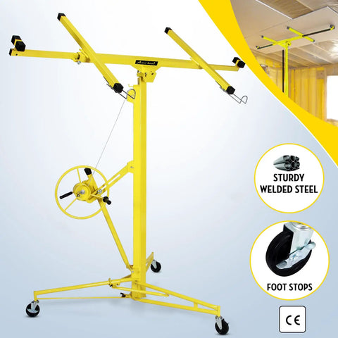 Heavy Duty Drywall Lift Panel Hoist For 16Ft Ceilings And 19Ft Walls 150 Lbs Capacity Rollable With Caster Wheels and Tool Free Assembly