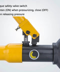 Rugged Hydraulic Cable Cutter 10 Ton Manual Steel Bar Shear Heavy Duty Cutting Tool For 30 Millimeter Wire Rope Built To Last Industrial Cutter For Reinforced Concrete Wire Rope Steel Strand And Iron Chain safety valve close-up