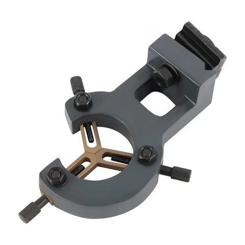 Professional Grade Rock Solid Mini Metal Lathe Steady Rest With Mounting Hardware For WM210V Machines Premium Aluminum Alloy center support viewed at an angle.