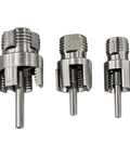 Three sizes of carbon steel tapping heads from Heavy Duty Pipe Threading Tool Set With Carbon Steel Construction for plumbing use.