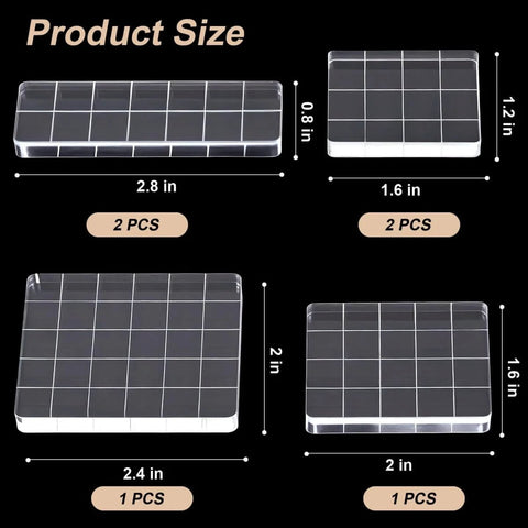 Six Clear Acrylic Stamp Blocks Set With Grid Lines For Easy Stamping Crafting And Scrapbooking Versatile Assorted Sizes