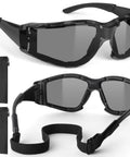 Snag These Hella Clear Anti Fog Safety Glasses With Thick Foam Cushion And Secure Strap Plus Durable Pouch Two Pack, angled view.