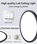 4 Pack 12 Inch Slim Flush Mount LED Ceiling Light Fixtures Black Round 6000K Daylight White 3200 Lumens with control switch.