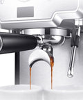 Close-up of All In One Coffee Maker With Permanent Filter No Paper Needed Espresso Style Semi Automatic Pump Coffee Machine