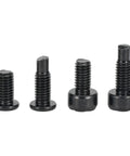 T15 Torx Security Doorbell Screws Kit, 16 Pcs Black Carbon Steel Fixing Set, four types of screws shown on white background