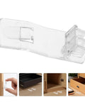 Clear Plastic Shelf Pegs 24 Pack With Self Locking Curved Clips And Anti Slip Grooves shown in use in furniture shelves