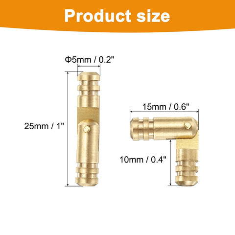 Product size of 20Pcs Brass Hidden Barrel Hinges 5x25mm Concealed Hinges For Jewelry Boxes, Music Boxes, Small Woodworking Projects, Gold Finish