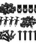 Heavy Duty U Type Nut And Screw Kit For UTV ATV And Snowmobile Featuring Rock Solid Nylon Rivets, black-coated fasteners and screws.