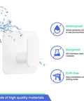 Heavy Duty Adhesive Wall Hooks That Hold Like A Champ, Zero Hassle No Sweat Mounting For Showers And Kitchens, Waterproof Rustproof Sticky Wall Hangers With A Grippy Fit, Kickin Performance Set Of Six White, showcasing a waterproof and rustproof design.